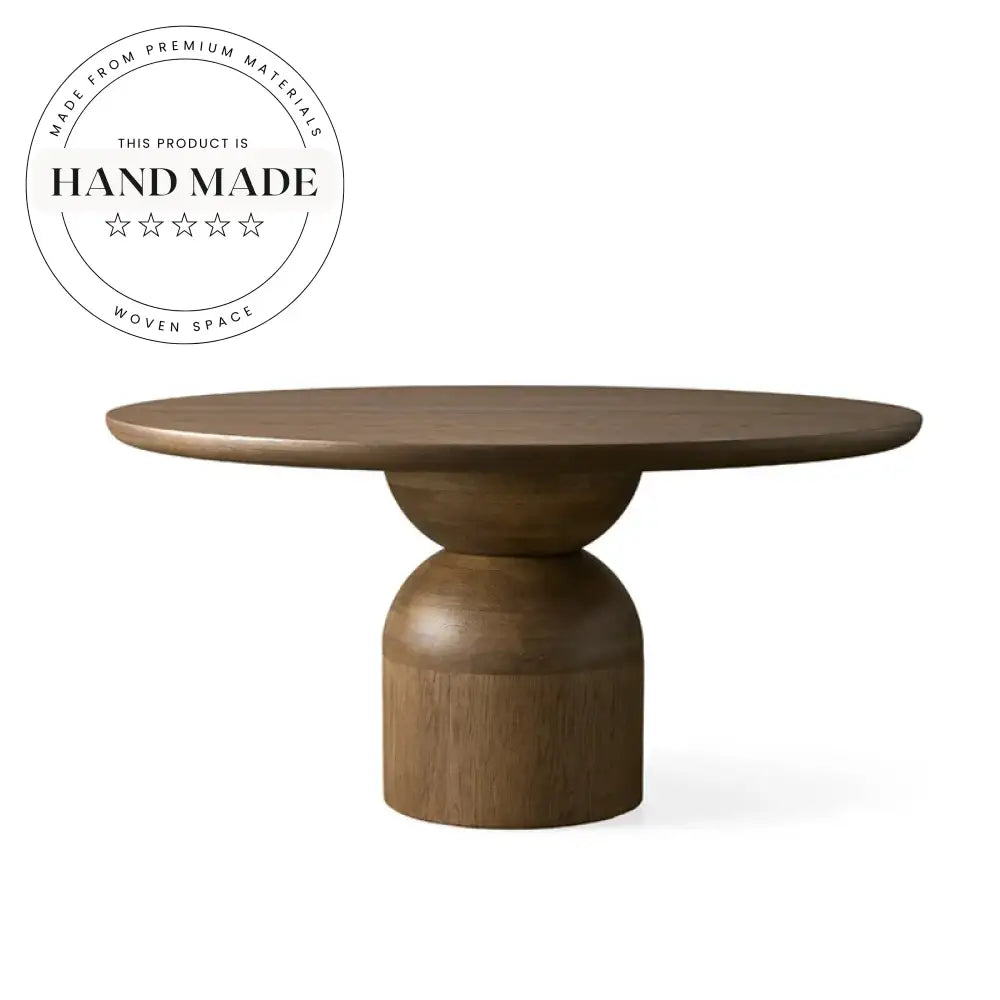 Contemporary Round Deep Walnut Solid Wood 8 Seat Dining Table