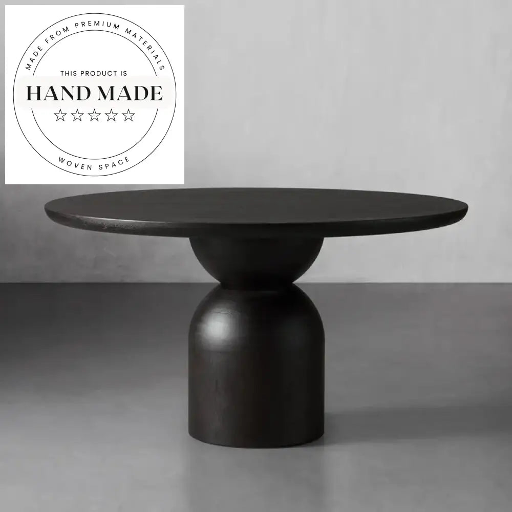 Contemporary Round Deep Walnut Solid Wood 8 Seat Dining Table