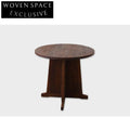 Contemporary Round Solid Elm Wood Aged Finish Coffee Table