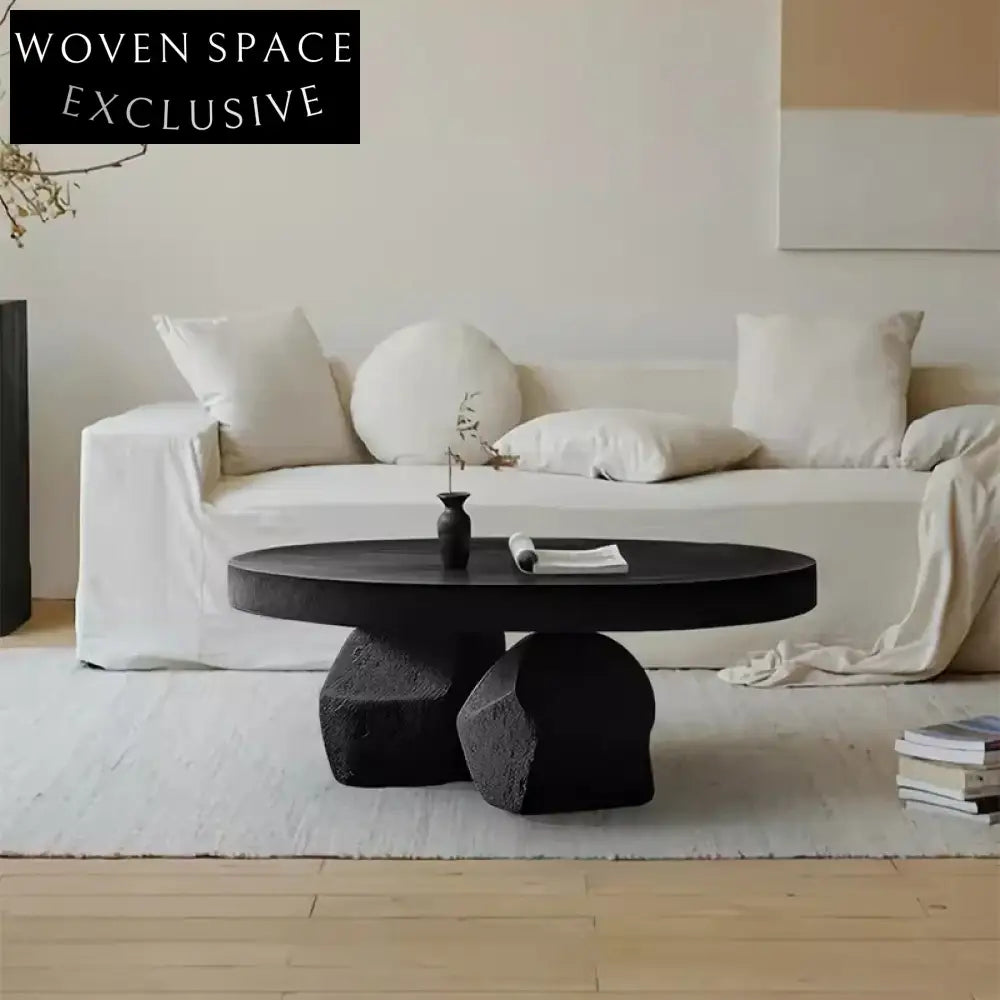 Contemporary Simple Wooden Round Coffee Table Set for Living Room