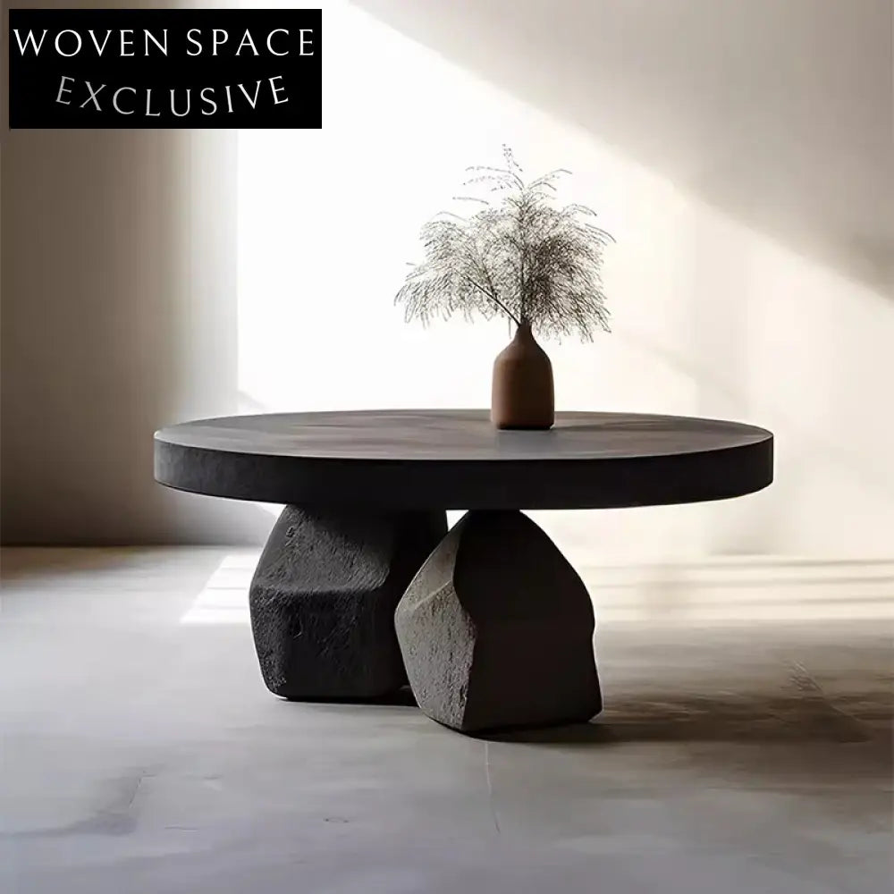 Contemporary Simple Wooden Round Coffee Table Set for Living Room