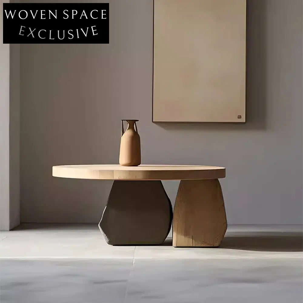 Contemporary Simple Wooden Round Coffee Table Set for Living Room