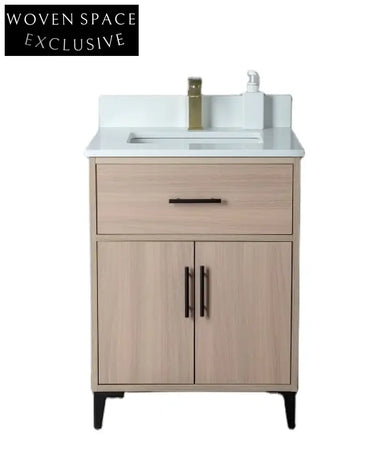 Contemporary Single Sink Plywood Bathroom Vanity Cabinet with Soft-Close Drawers