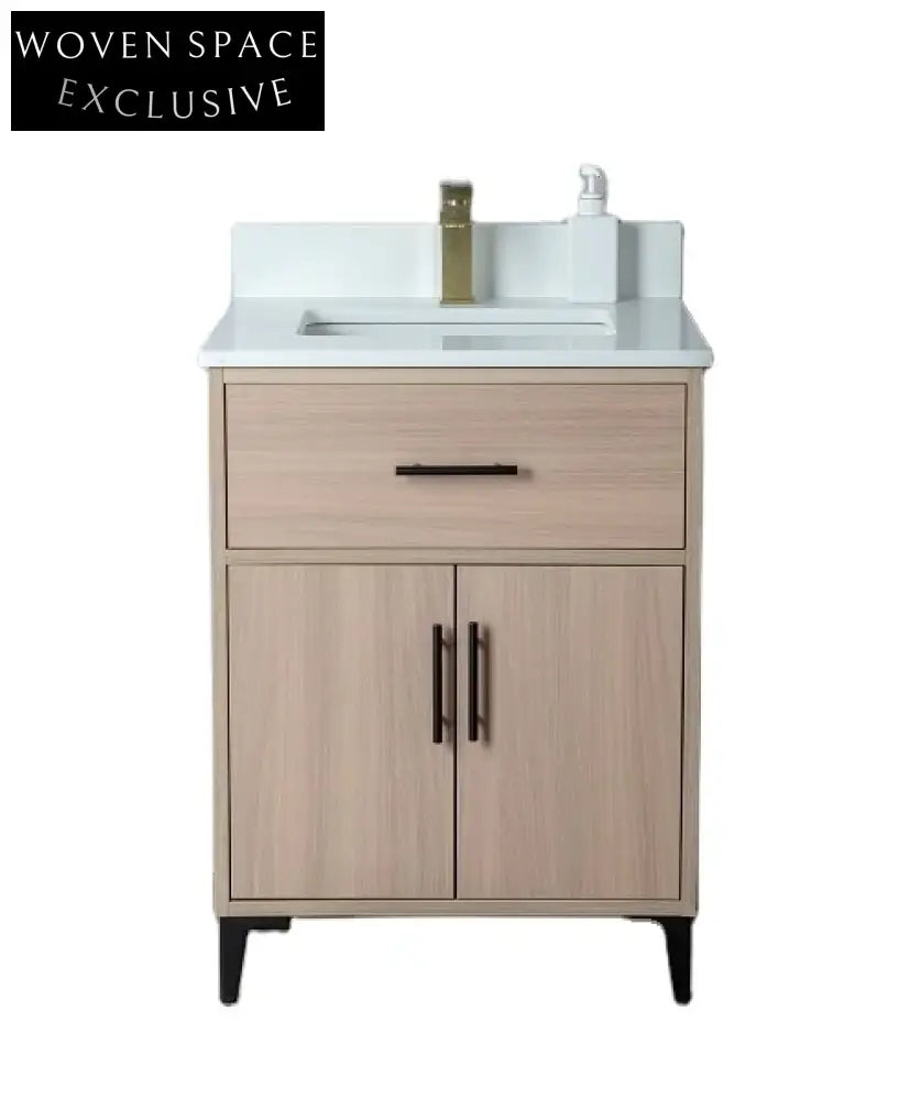 Contemporary Single Sink Plywood Bathroom Vanity Cabinet with Soft-Close Drawers