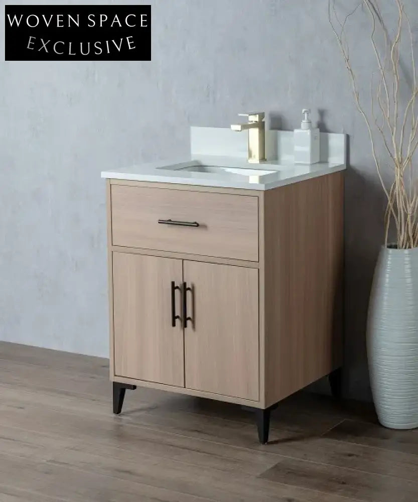 Contemporary Single Sink Plywood Bathroom Vanity Cabinet with Soft-Close Drawers