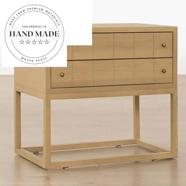 Contemporary Solid Oak Wood 2 Drawer Storage Bedroom Nightstand