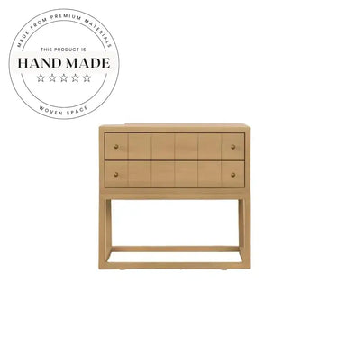 Contemporary Solid Oak Wood 2 Drawer Storage Bedroom Nightstand