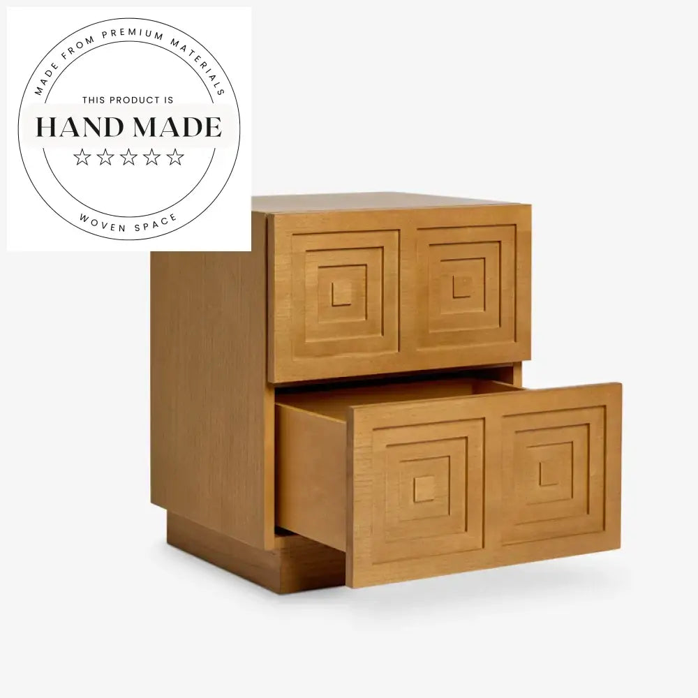 Contemporary Solid Oak Wood Bedside Table with Storage Drawer Nightstand