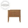 Contemporary Solid Oak Wood Two Drawer Storage Nightstand
