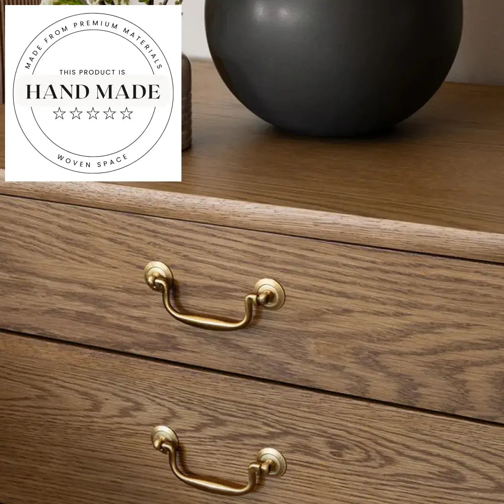 Contemporary Solid Oak Wood Two Drawer Storage Nightstand