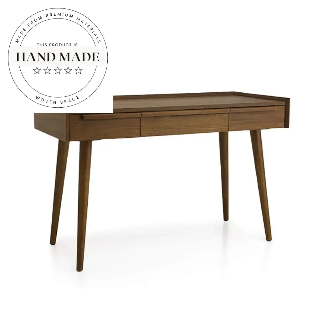 Contemporary Solid Walnut Wood Computer Writing Storage Drawer Office Desk