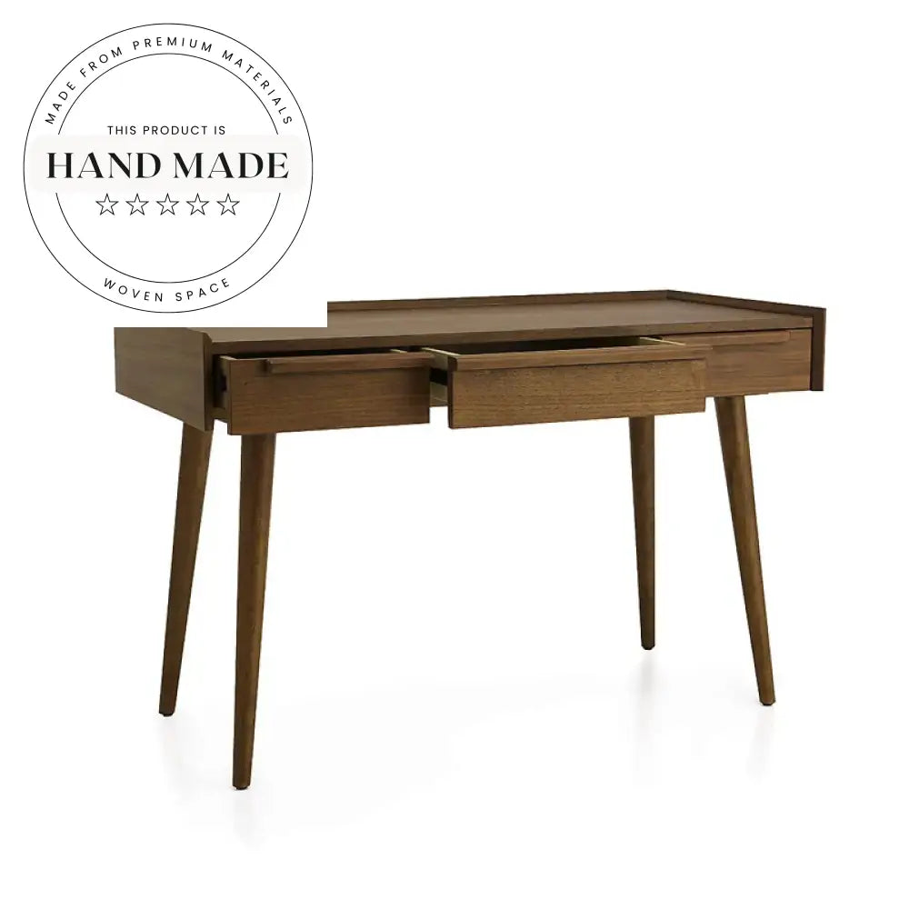 Contemporary Solid Walnut Wood Computer Writing Storage Drawer Office Desk