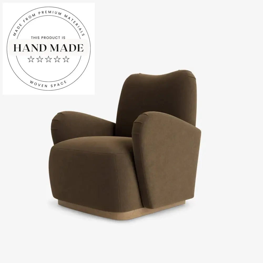 Contemporary Solid Wood Accent Armchair, Retro Living Room Leisure Recliner Chair