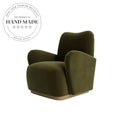 Contemporary Solid Wood Accent Armchair, Retro Living Room Leisure Recliner Chair