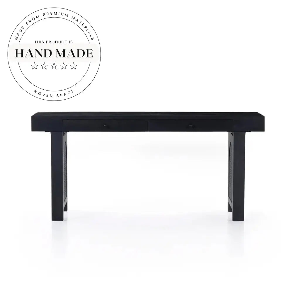 Contemporary Solid Wood and Rattan Antique Secretary Office Writing Desk