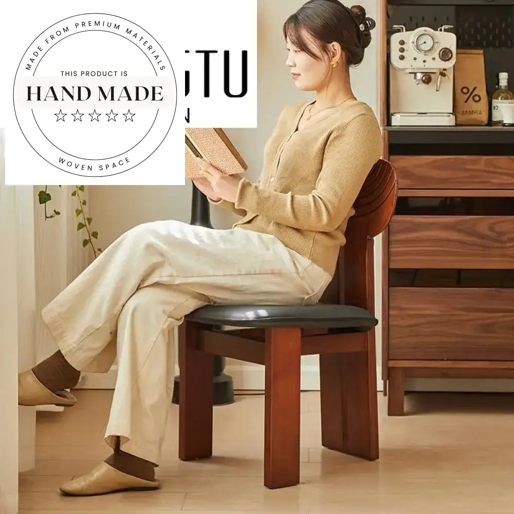 Contemporary Solid Wood Leather Seat Restaurant Dining Chair