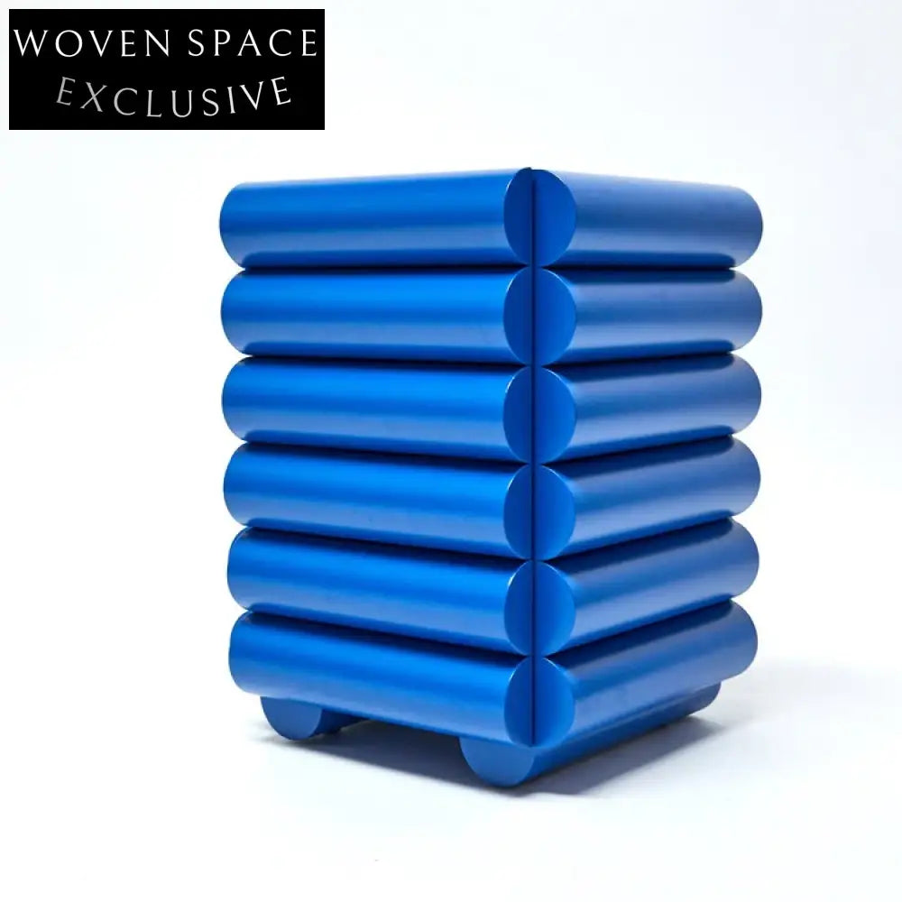 Contemporary Solid Wood Storage Blue Side End Coffee Table