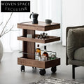 Contemporary Stainless Steel Wood Veneer Storage Modern Home Hotel Coffee Table