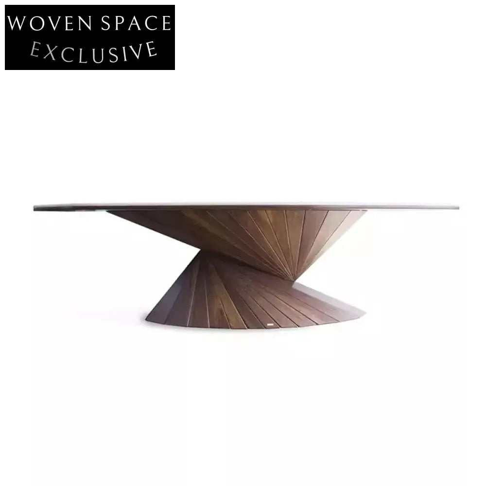 Contemporary Travertine Oval Dining Table Set with Solid Wood Base