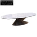 Contemporary Travertine Oval Dining Table Set with Solid Wood Base
