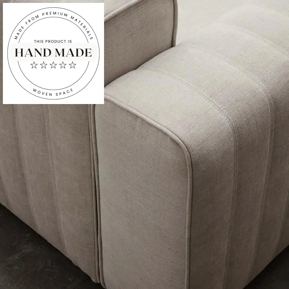Contemporary Tufted Fabric Sectional L-Shaped Corner Lounger Sofa