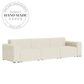 Contemporary Tufted Fabric Sectional L-Shaped Corner Lounger Sofa
