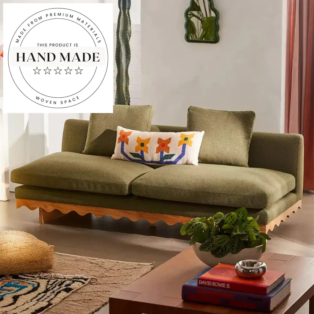 Contemporary Tufted Linen Fabric Upholstered Modern Living Room Sofa