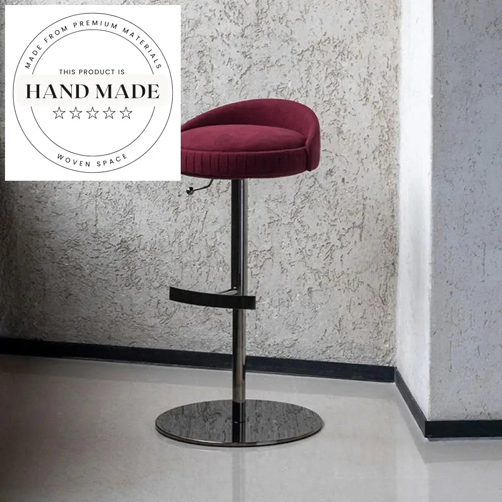 Contemporary Upholstered Metal Bar Stool with Stainless Steel Base, Bar Stool