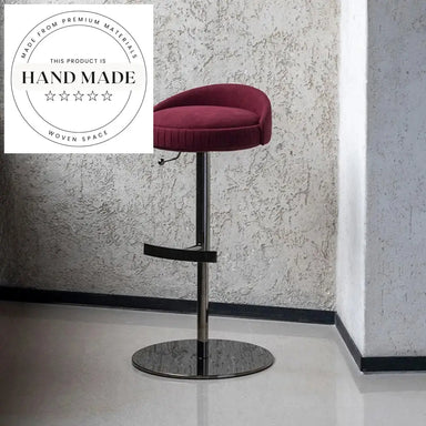 Contemporary Upholstered Metal Bar Stool with Stainless Steel Base, Bar Stool