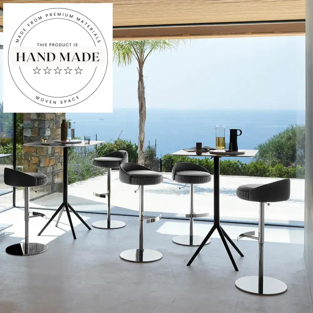 Contemporary Upholstered Metal Bar Stool with Stainless Steel Base, Bar Stool