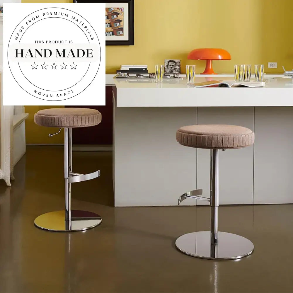 Contemporary Upholstered Metal Bar Stool with Stainless Steel Base, Bar Stool