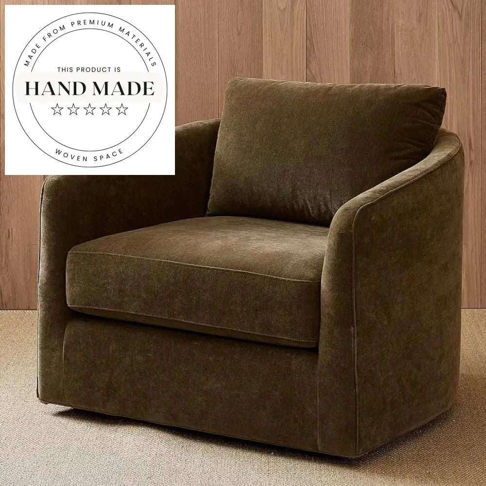 Contemporary Velvet Fabric Swivel Lounge Armchair for Modern Living Room Spaces