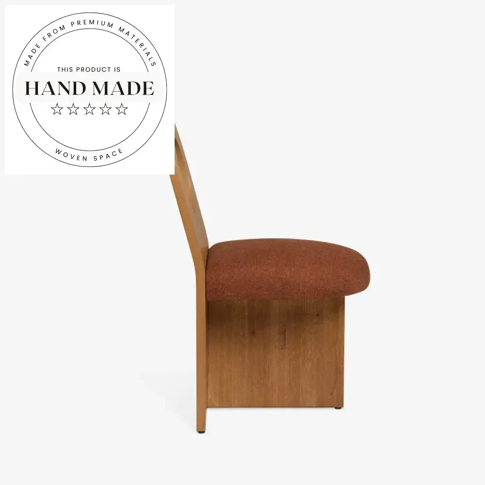 Contemporary Wabi-Sabi Wooden Fabric Upholstered Dining Chair Home Hotel