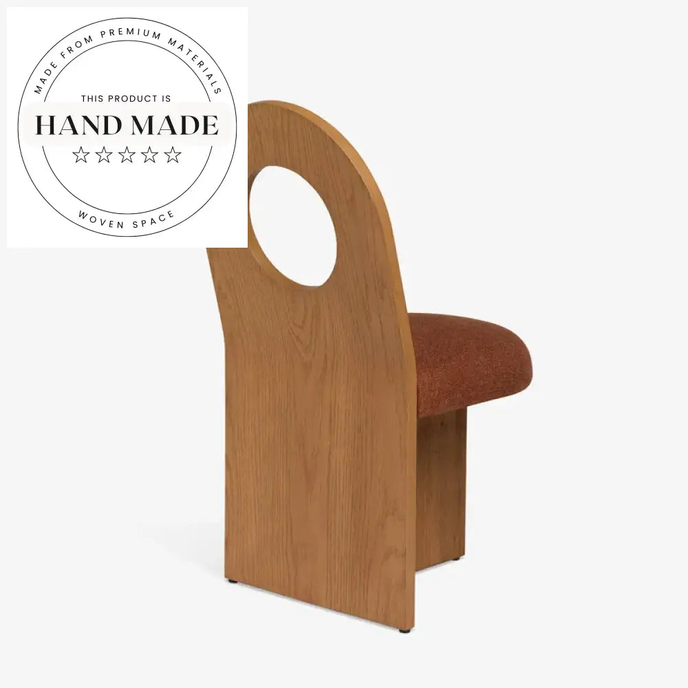 Contemporary Wabi-Sabi Wooden Fabric Upholstered Dining Chair Home Hotel