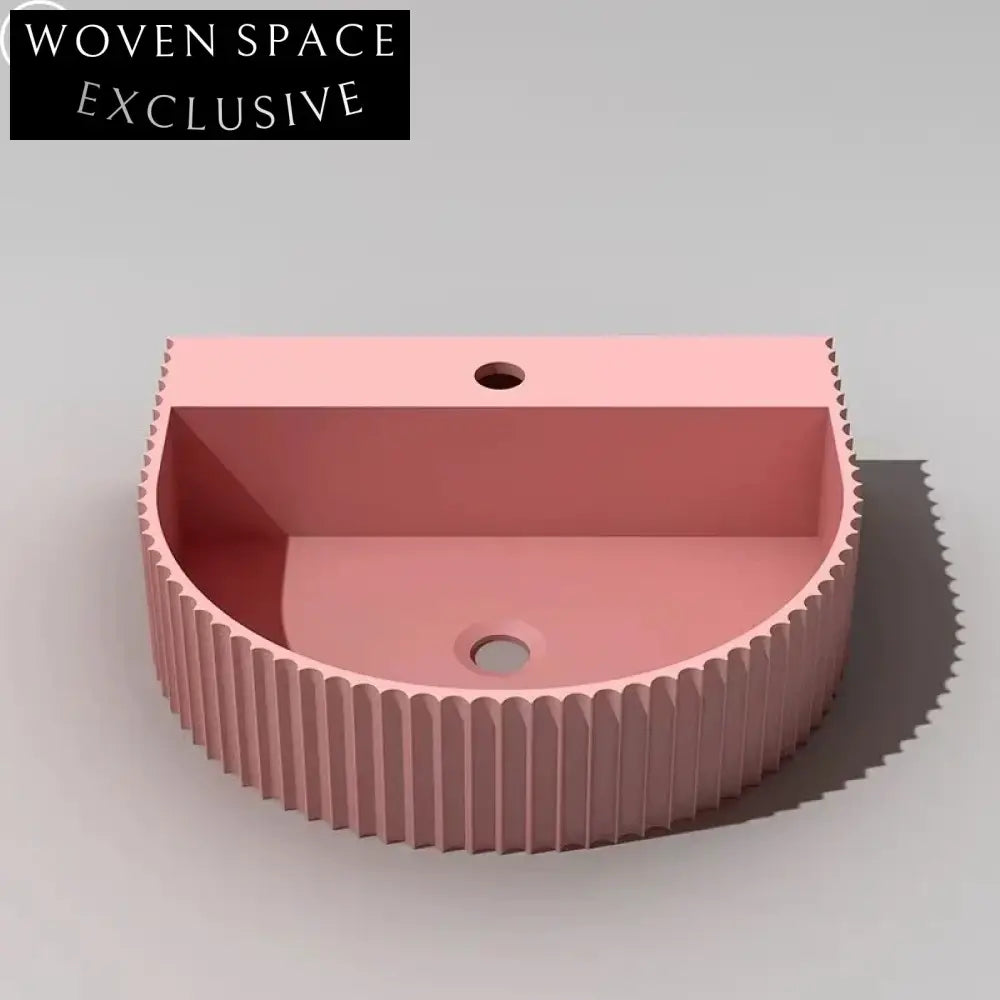 Contemporary Wall Hung Artificial Stone Bathroom Sink Basin with Grooves