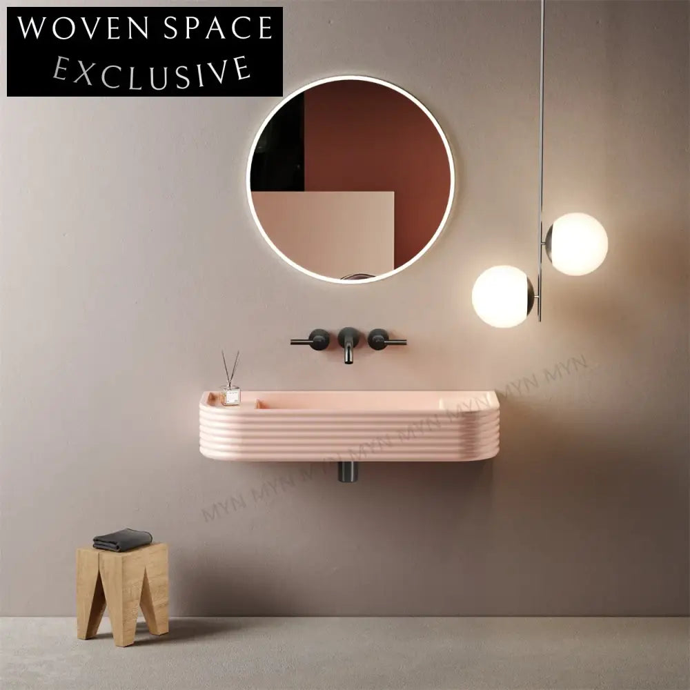 Contemporary Wall-Mounted Artificial Stone Bathroom Vanity Basin with Custom Colors
