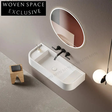 Contemporary Wall-Mounted Artificial Stone Bathroom Vanity Basin with Custom Colors