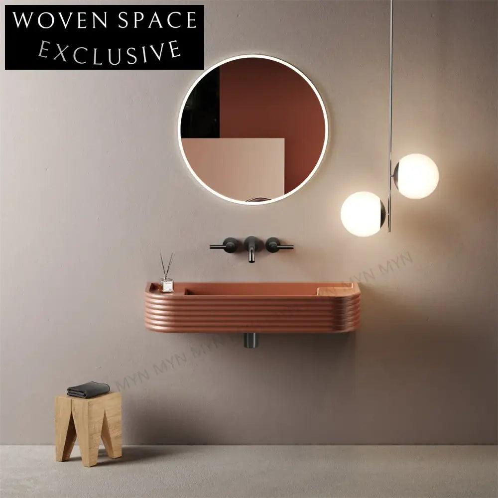 Contemporary Wall-Mounted Artificial Stone Bathroom Vanity Basin with Custom Colors