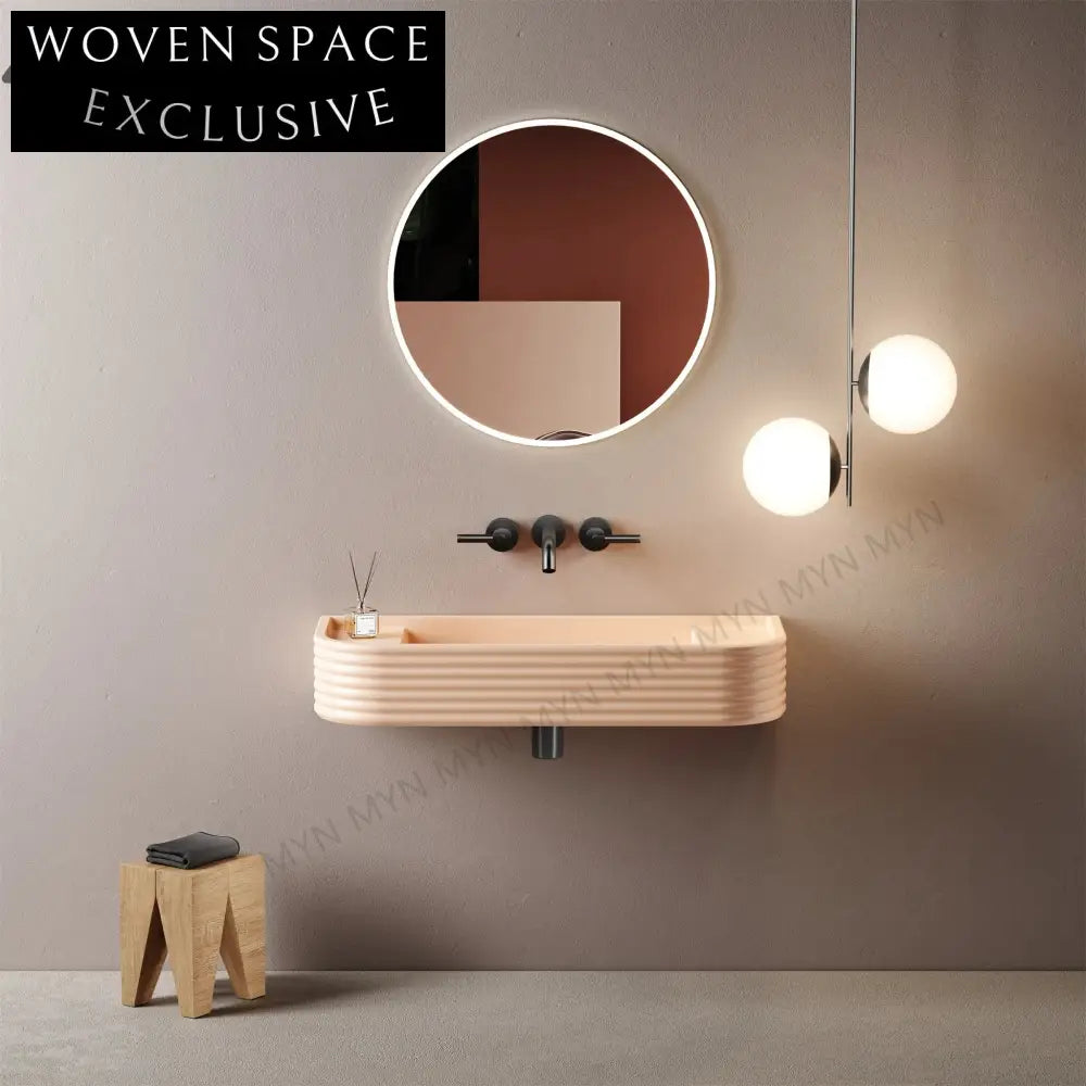 Contemporary Wall-Mounted Artificial Stone Bathroom Vanity Basin with Custom Colors
