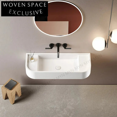 Contemporary Wall-Mounted Artificial Stone Bathroom Vanity Basin with Custom Colors