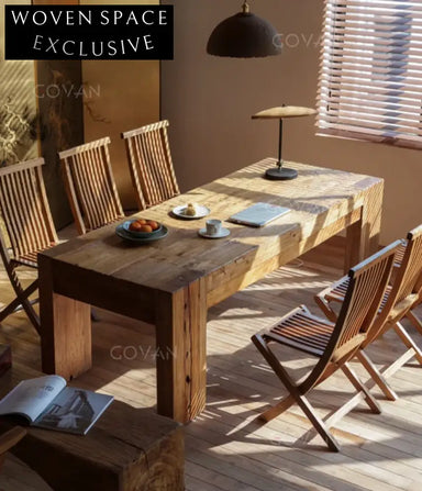 Contemporary Waterproof Rectangular Eco-Friendly Solid Wood Dining Table