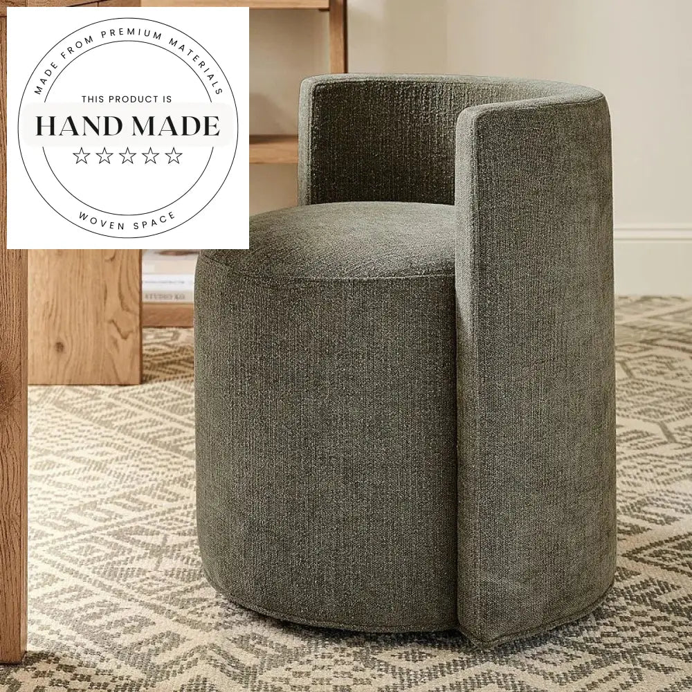 Contemporary White Fabric Round Stool Dining Chair for Hotels & Cafes