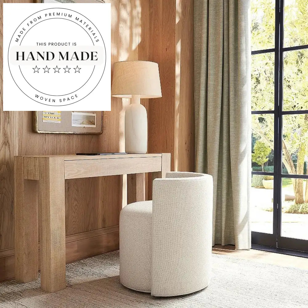 Contemporary White Fabric Round Stool Dining Chair for Hotels & Cafes