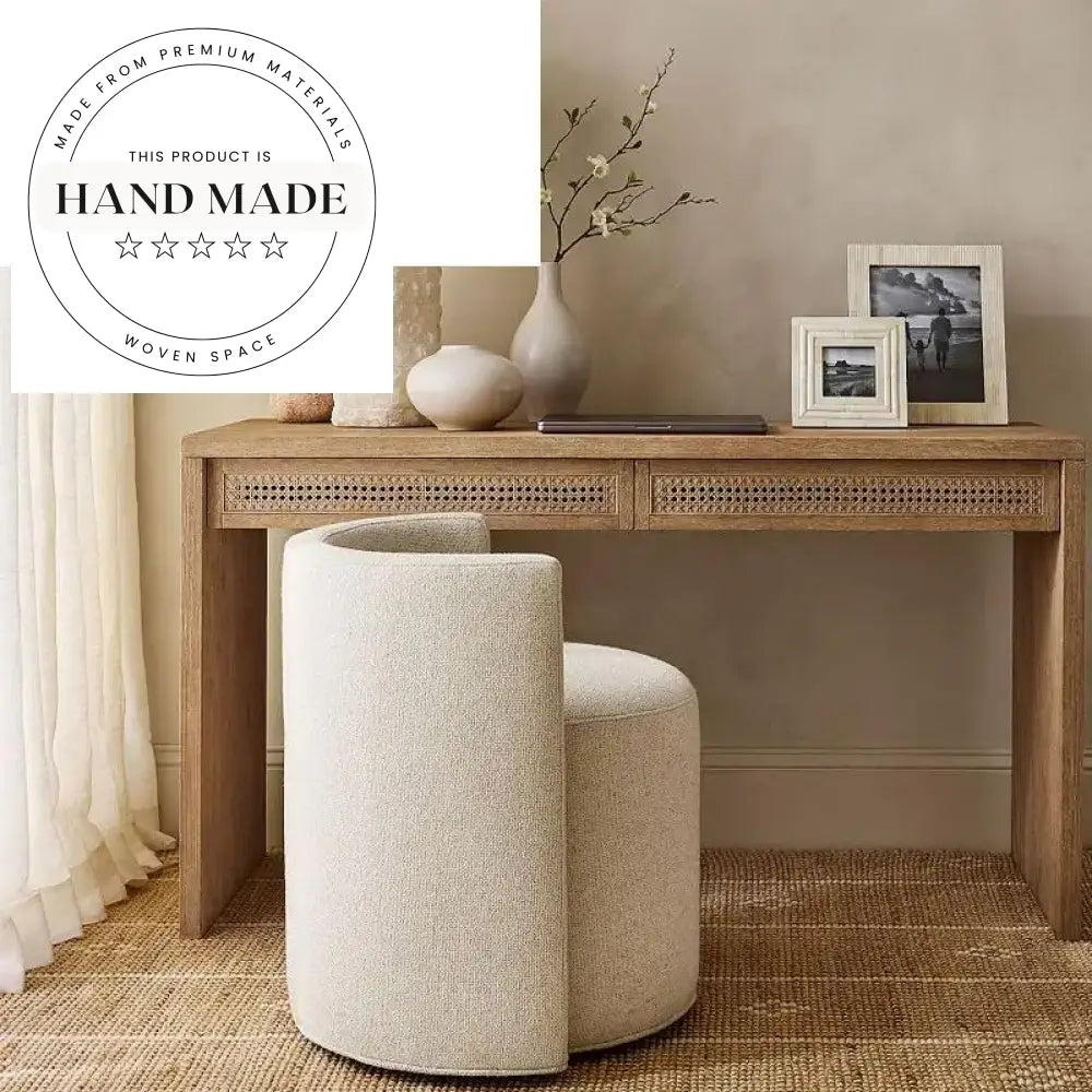 Contemporary White Fabric Round Stool Dining Chair for Hotels & Cafes