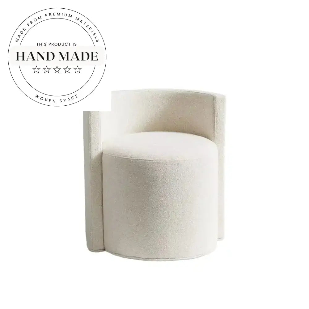 Contemporary White Fabric Round Stool Dining Chair for Hotels & Cafes