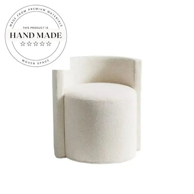 Contemporary White Fabric Round Stool Dining Chair for Hotels & Cafes