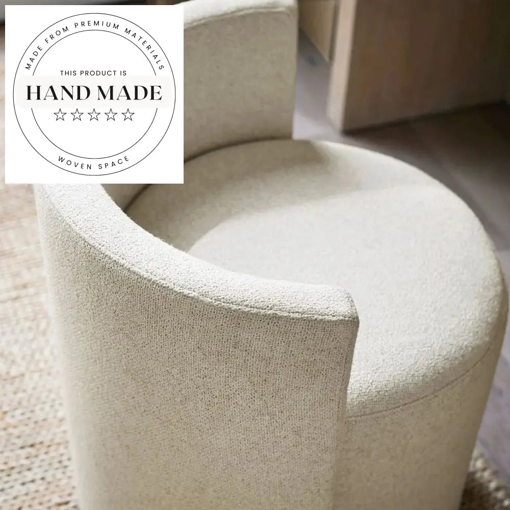 Contemporary White Fabric Round Stool Dining Chair for Hotels & Cafes