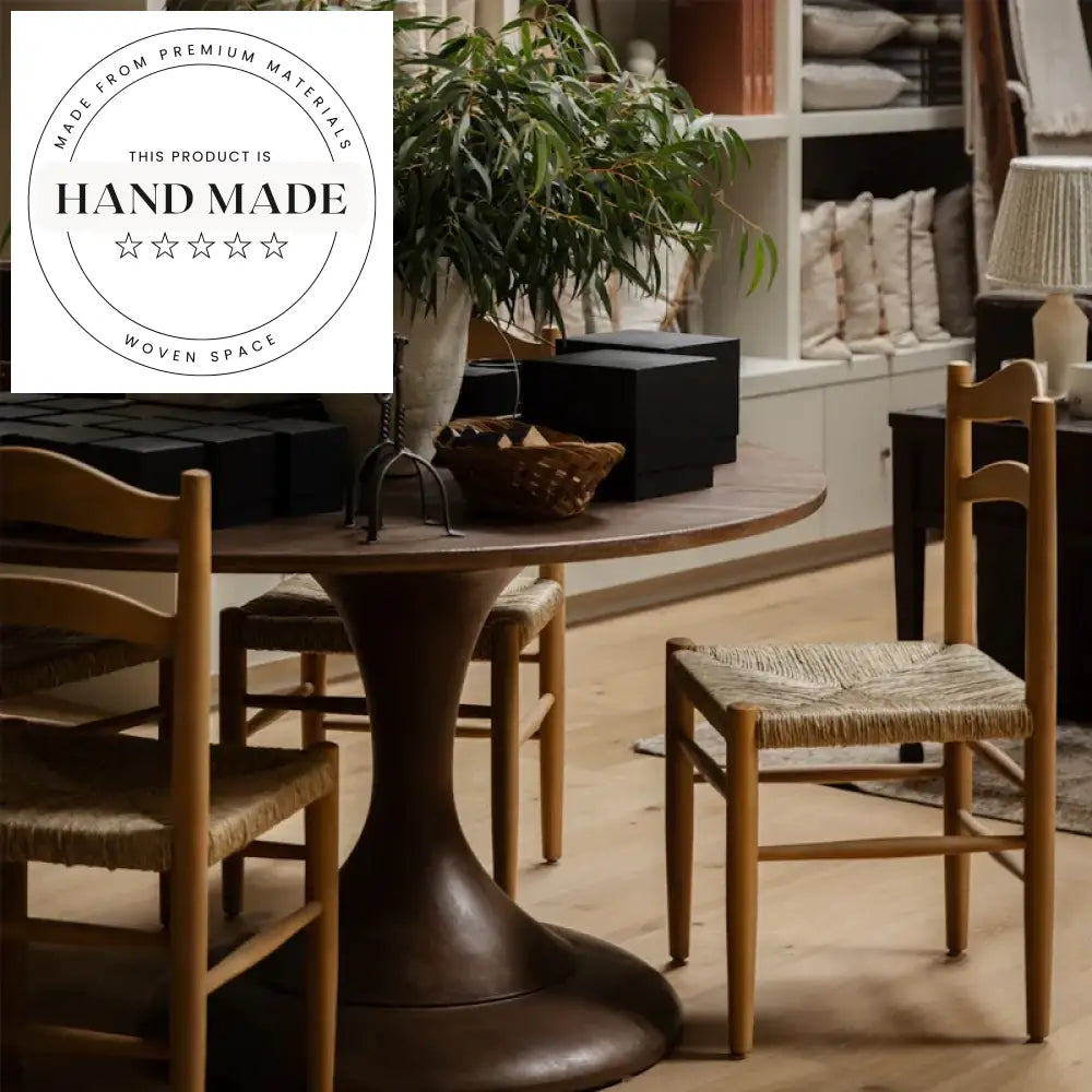 Contemporary Wooden Dining Chair with Woven Rope Back for Kitchen & Hotel