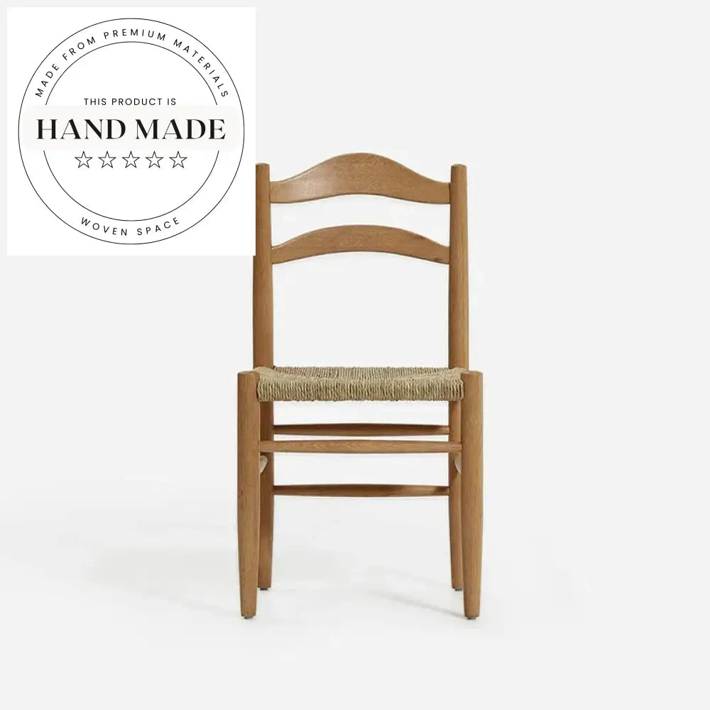 Contemporary Wooden Dining Chair with Woven Rope Back for Kitchen & Hotel