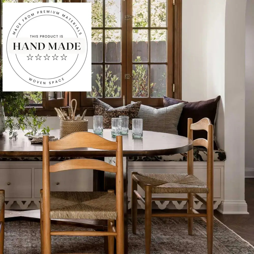 Contemporary Wooden Dining Chair with Woven Rope Back for Kitchen & Hotel